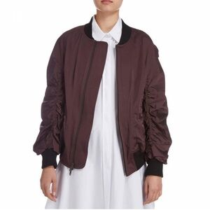Donna Karan Deep Purple /burgundy bomber Jacket with Black Trim size large new
